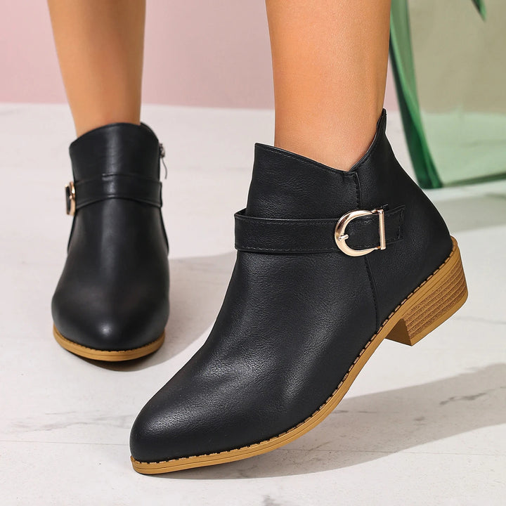 Calviera Buckle Ankle Booties