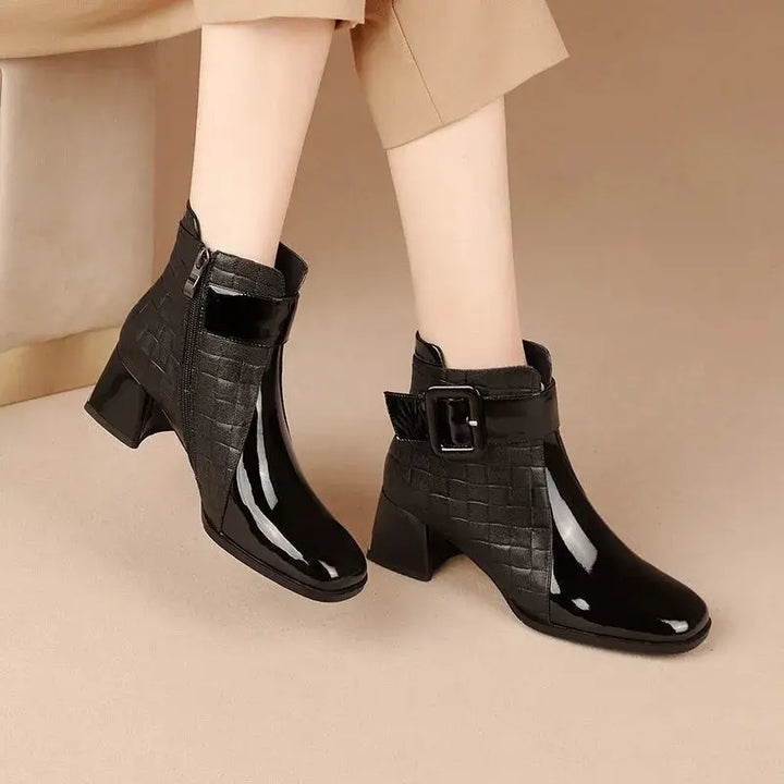 Muse Signature Patent Ankle Buckle Boots
