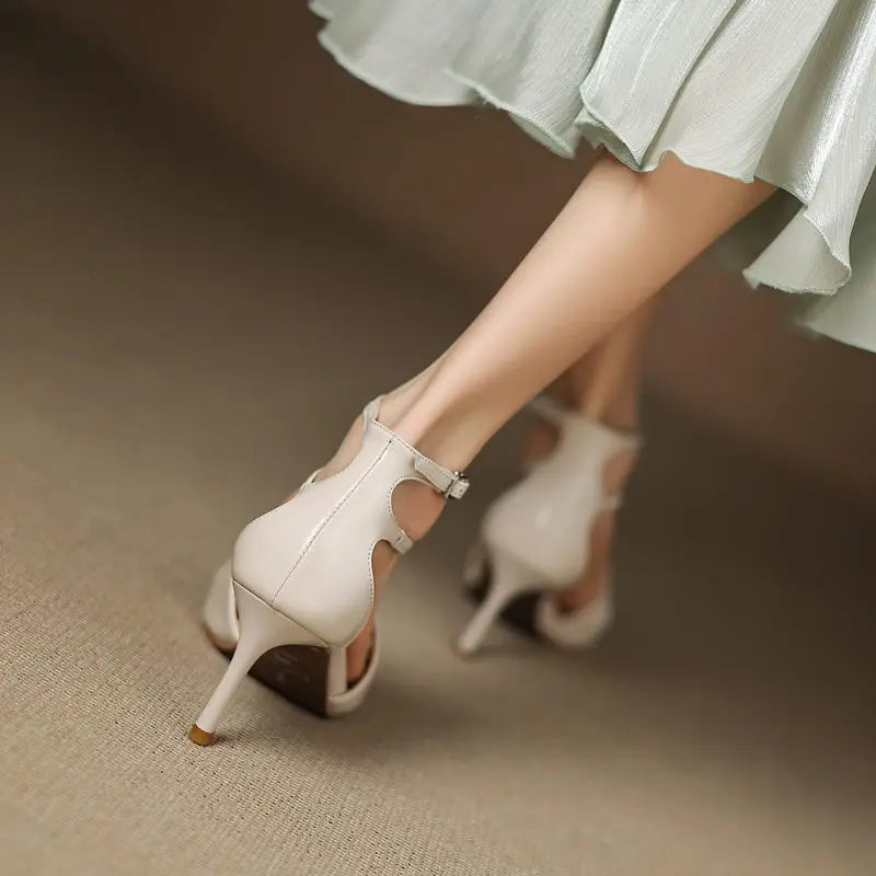 Sofia Montero Open-Toe Strap Heels