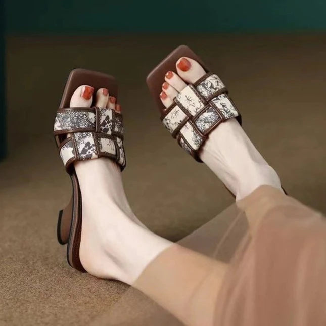 Rosien Craquelé Heeled Slides