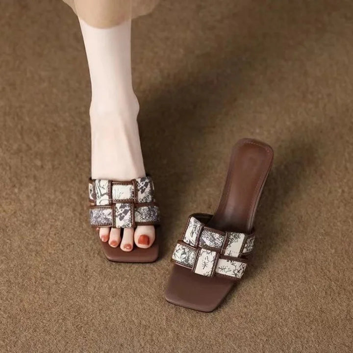 Rosien Craquelé Heeled Slides