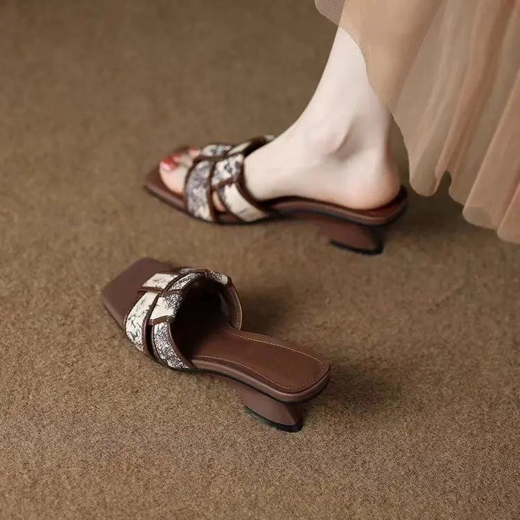 Rosien Craquelé Heeled Slides