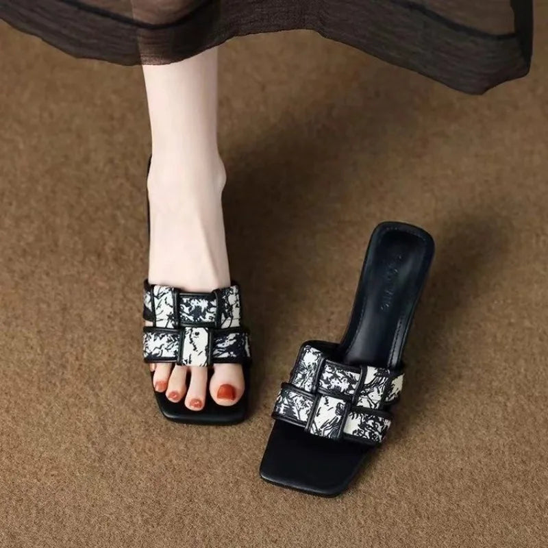Rosien Craquelé Heeled Slides