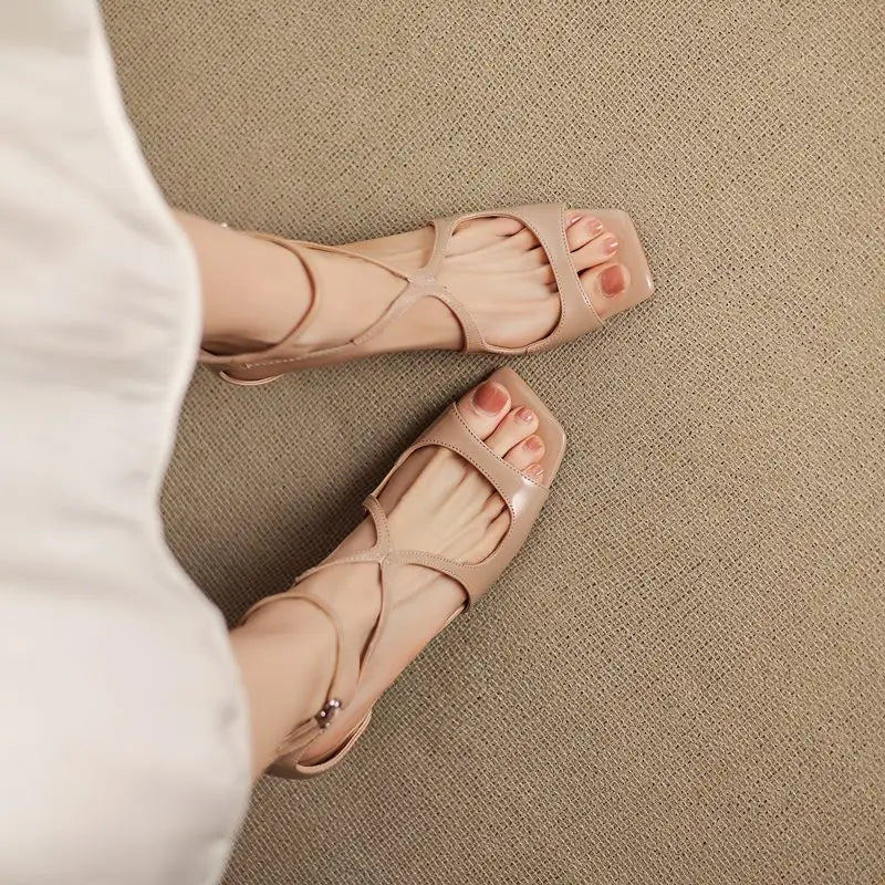 Sofia Montero Open-Toe Strap Heels