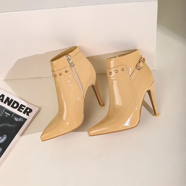 Giovanna Patent Leather Ankle Boots