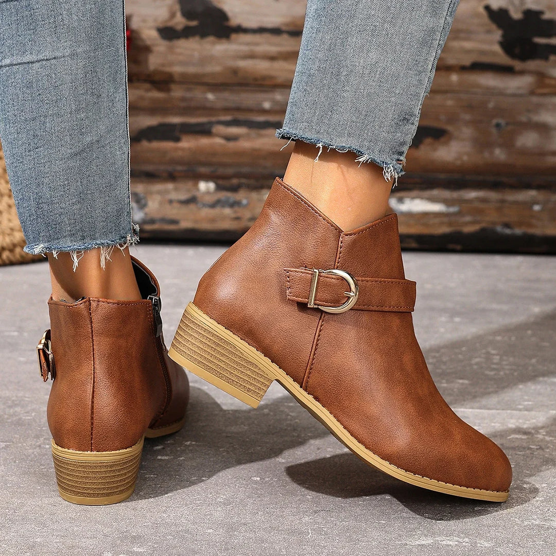 Calviera Buckle Ankle Booties