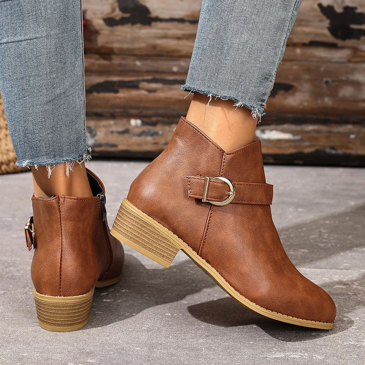 Calviera Buckle Ankle Booties