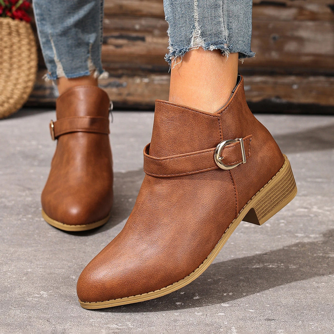 Calviera Buckle Ankle Booties