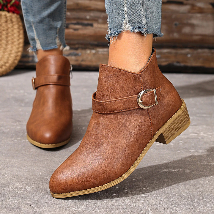 Calviera Buckle Ankle Booties