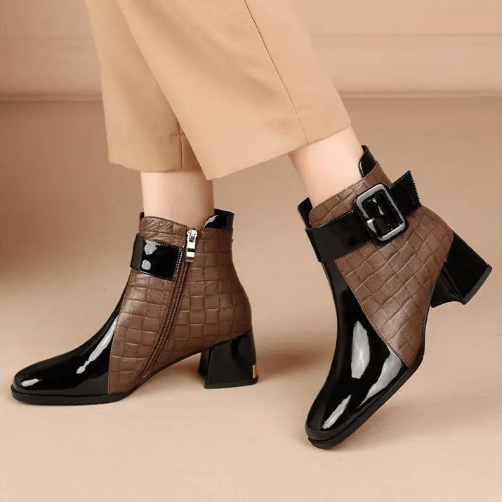 Muse Signature Patent Ankle Buckle Boots