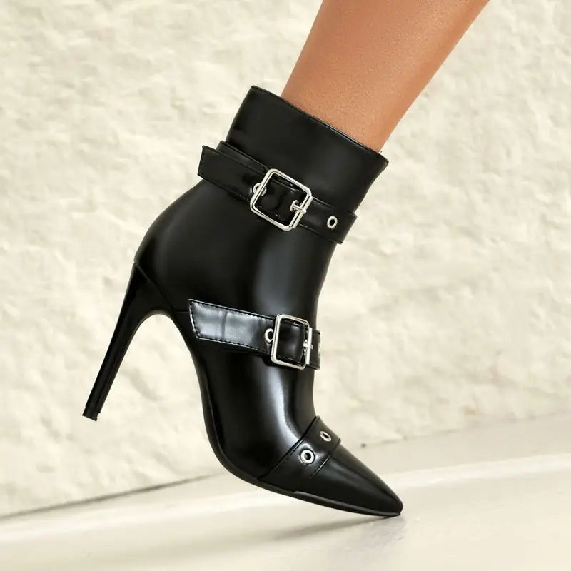 Vallentina Pointed Ankle-Strap Stiletto Boots