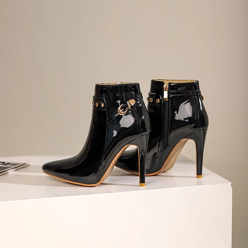 Giovanna Patent Leather Ankle Boots