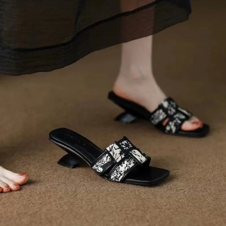 Rosien Craquelé Heeled Slides