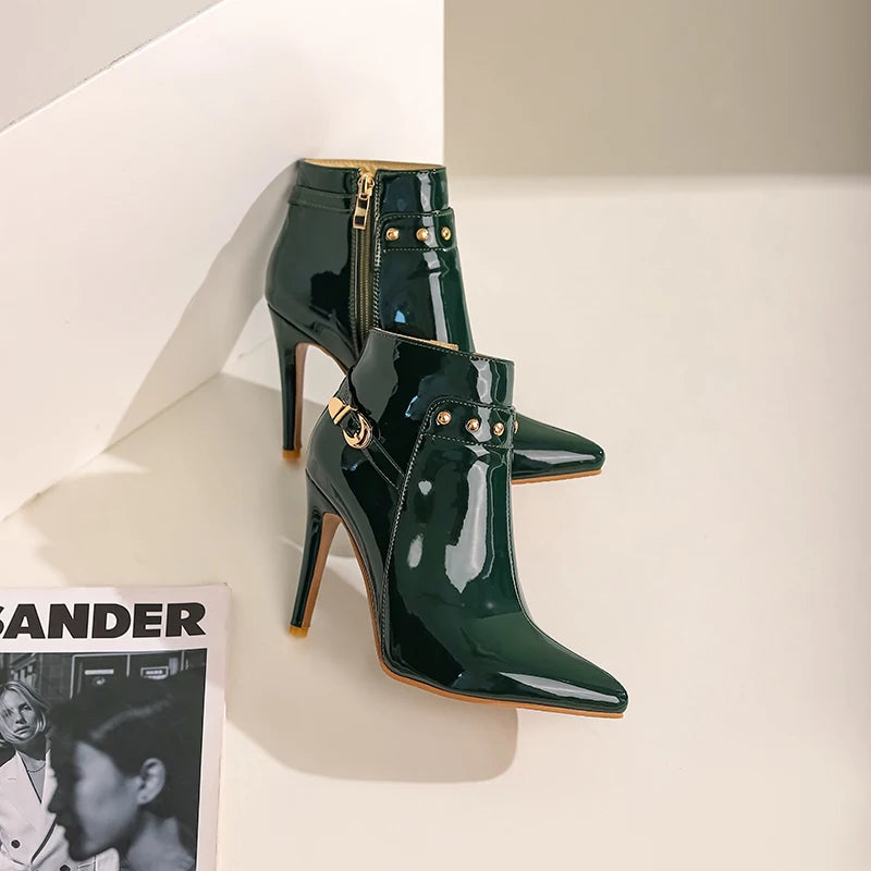 Giovanna Patent Leather Ankle Boots