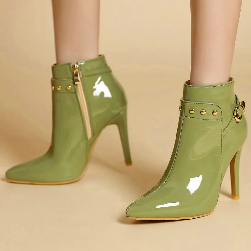 Giovanna Patent Leather Ankle Boots