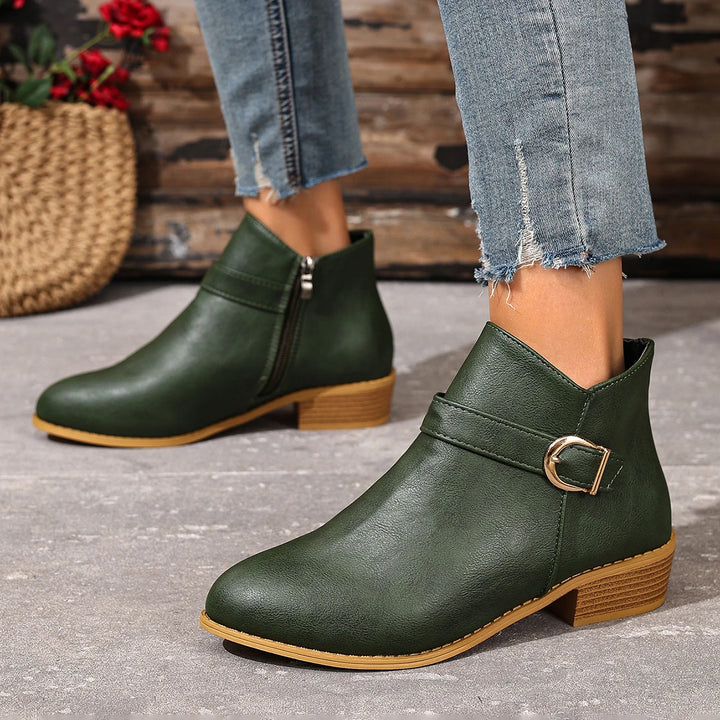 Calviera Buckle Ankle Booties
