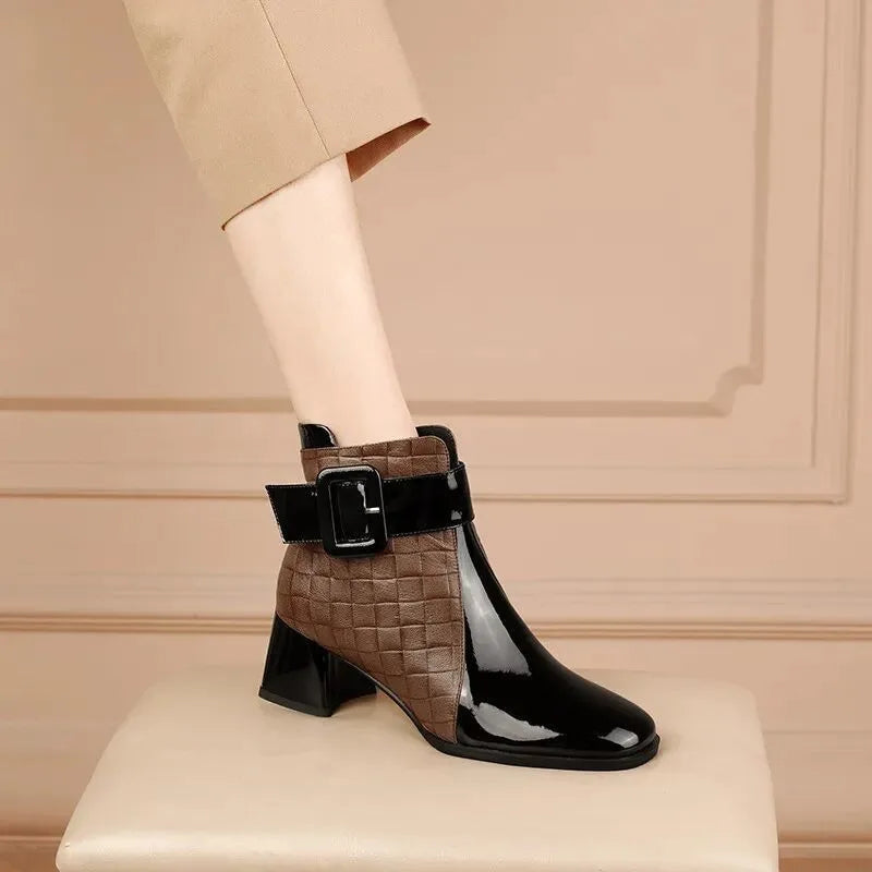 Muse Signature Patent Ankle Buckle Boots