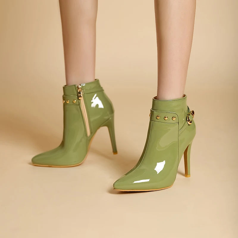 Giovanna Patent Leather Ankle Boots