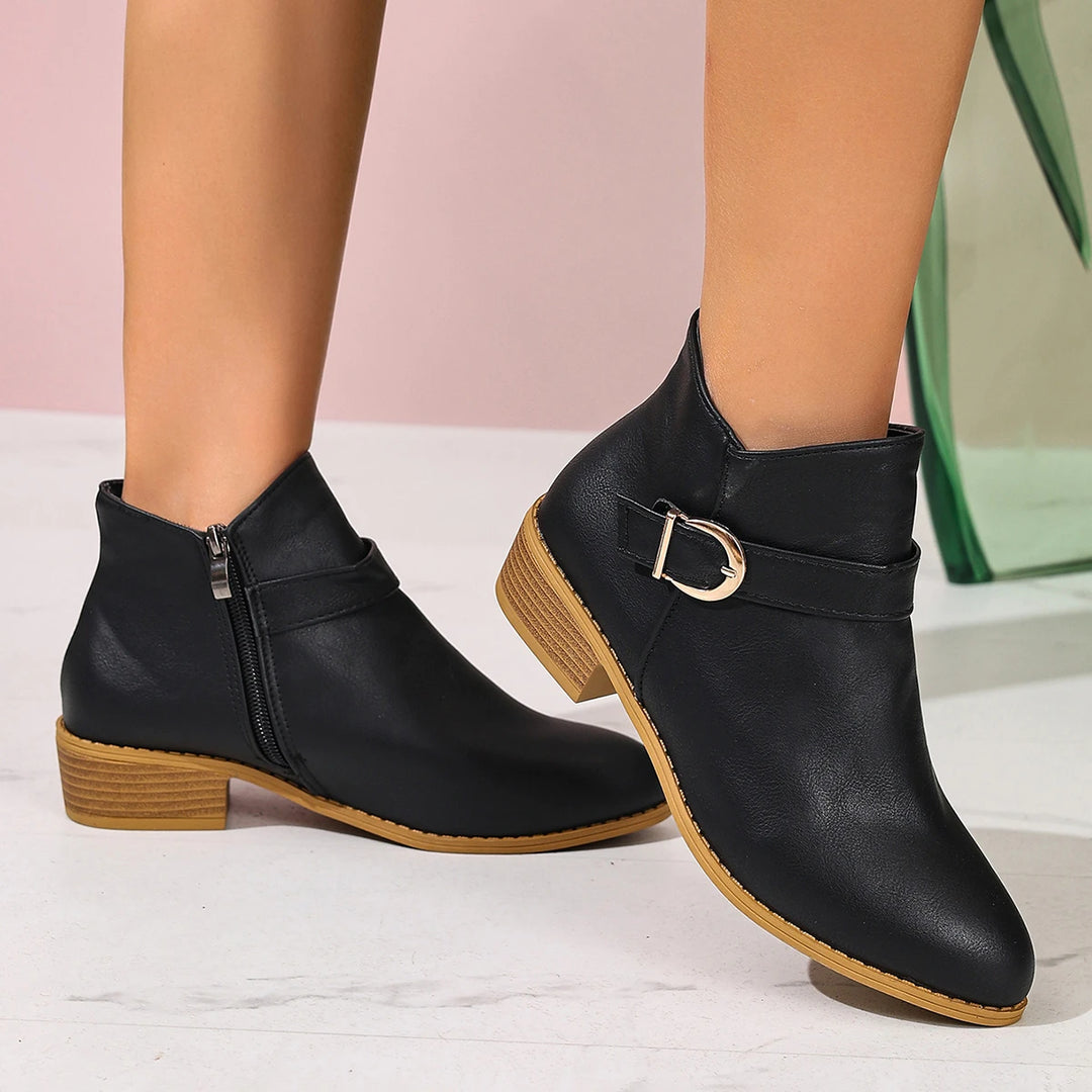 Calviera Buckle Ankle Booties