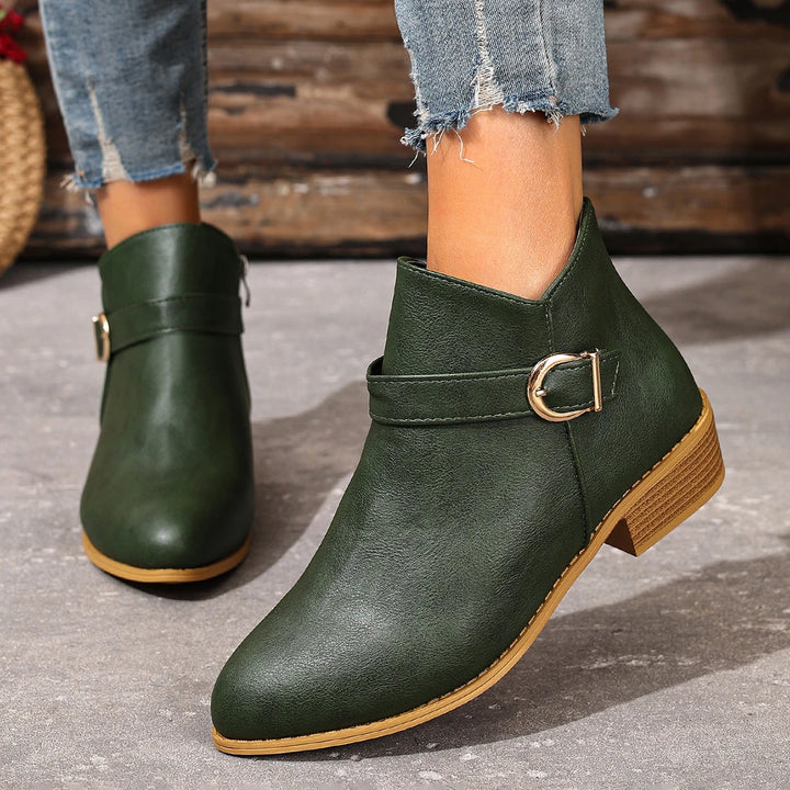 Calviera Buckle Ankle Booties
