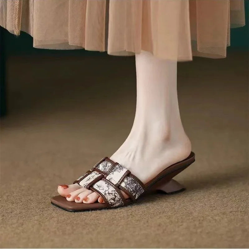 Rosien Craquelé Heeled Slides